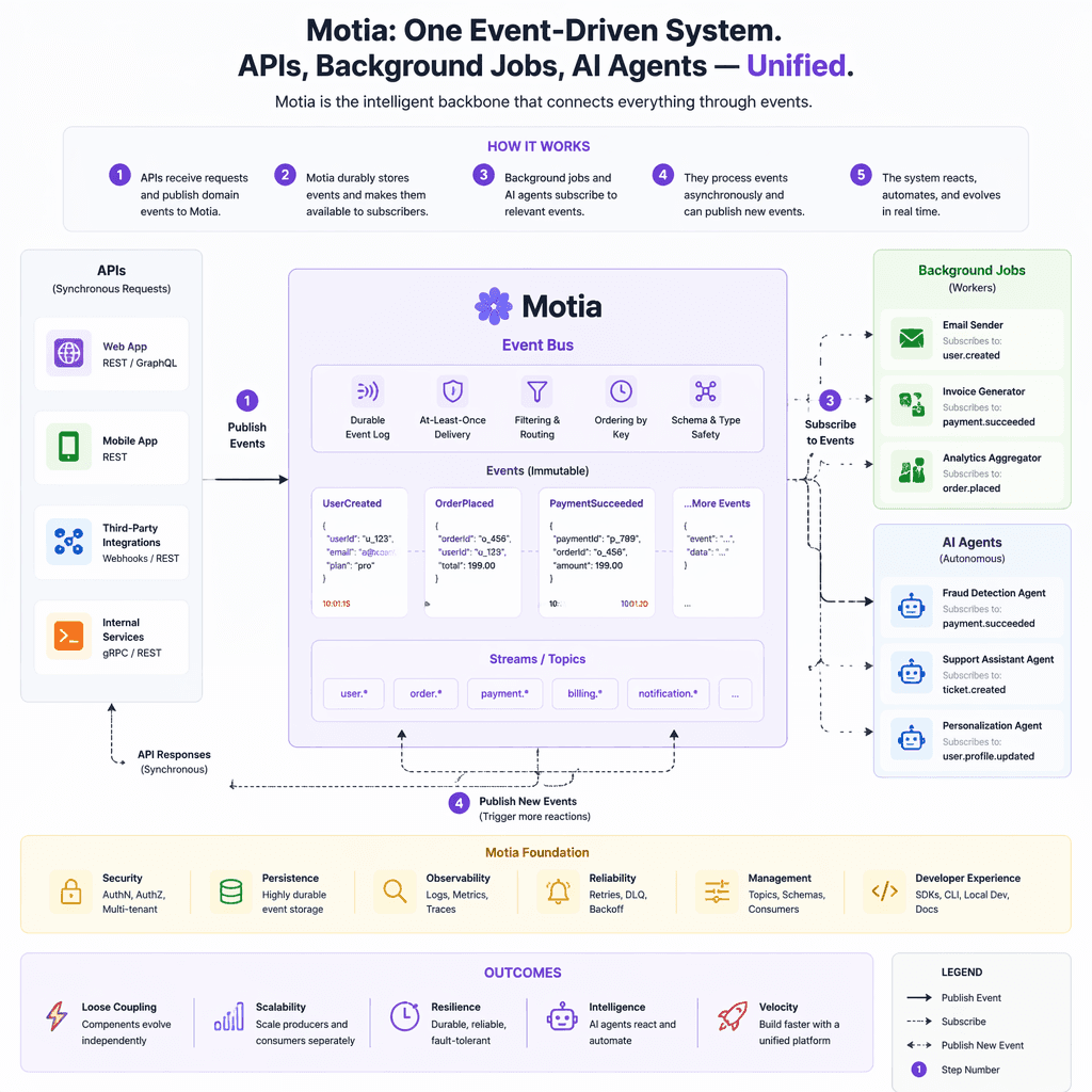 Diagram of Motia framework integration