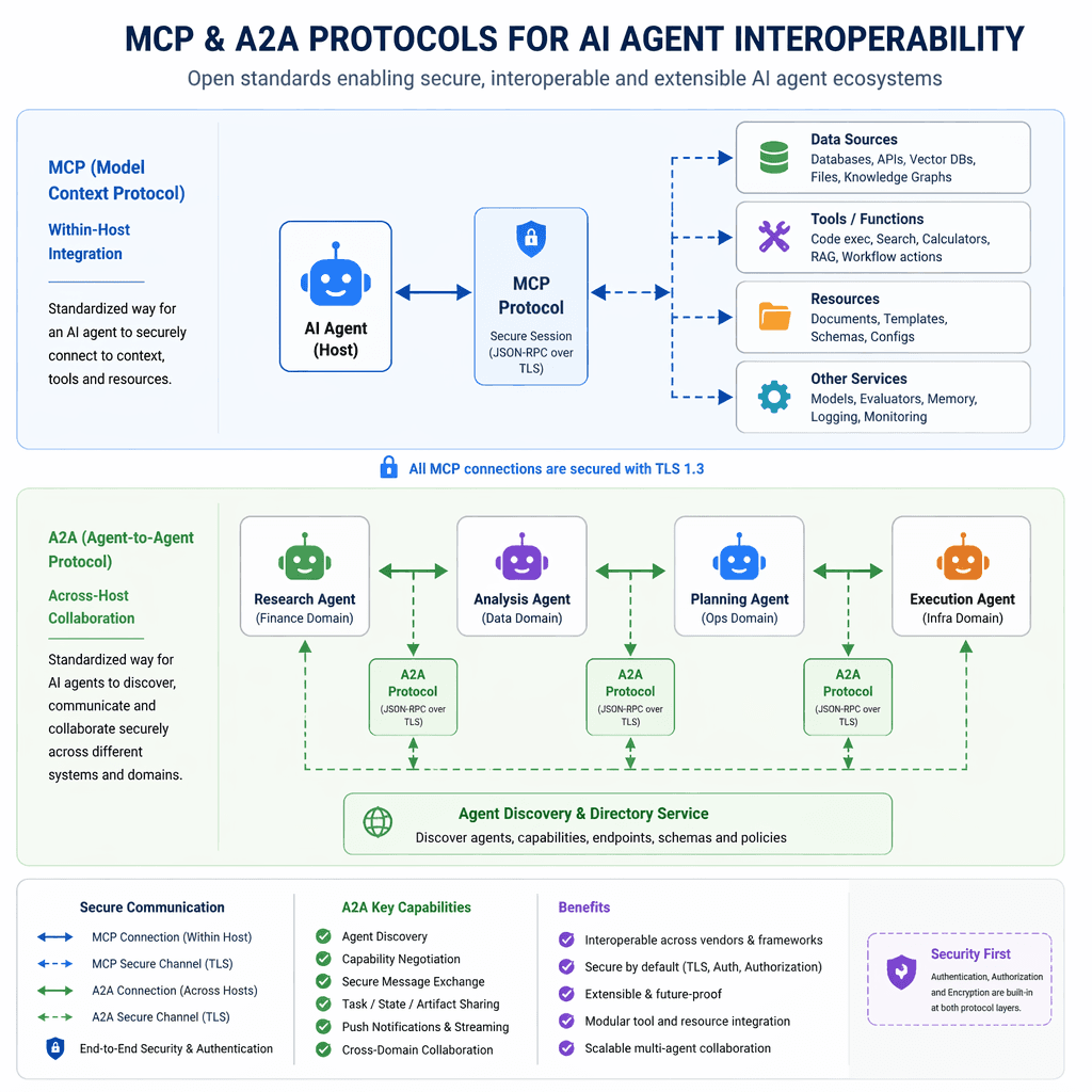 Diagram of AI agent interoperability protocols