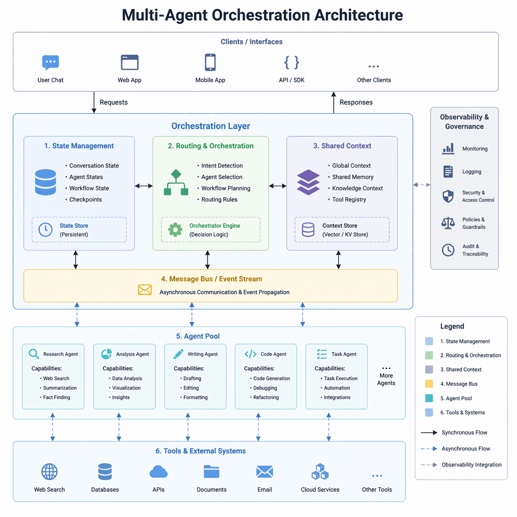 Diagram of AI agent orchestration architecture
