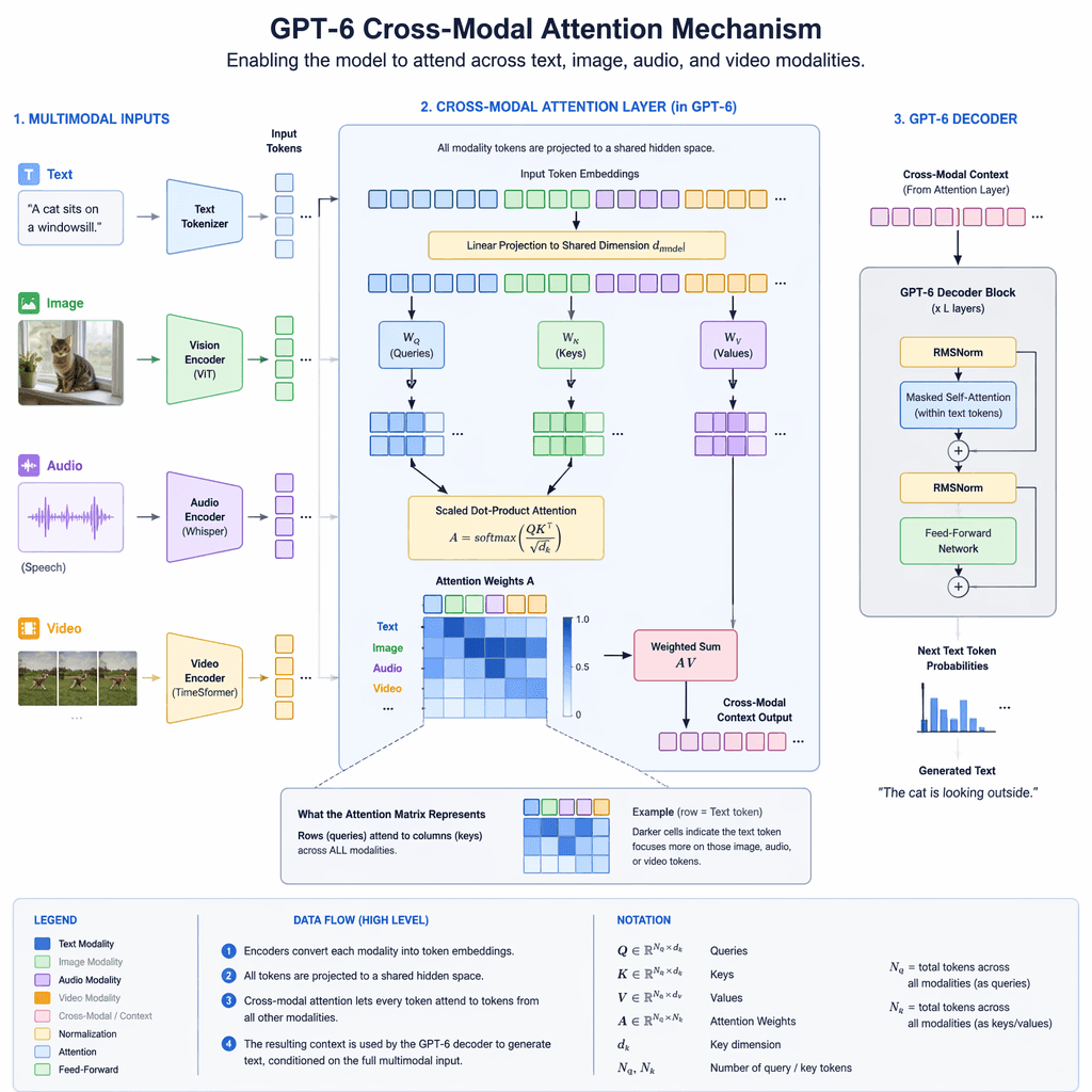 Diagram of cross-modal attention mechanism in GPT-6