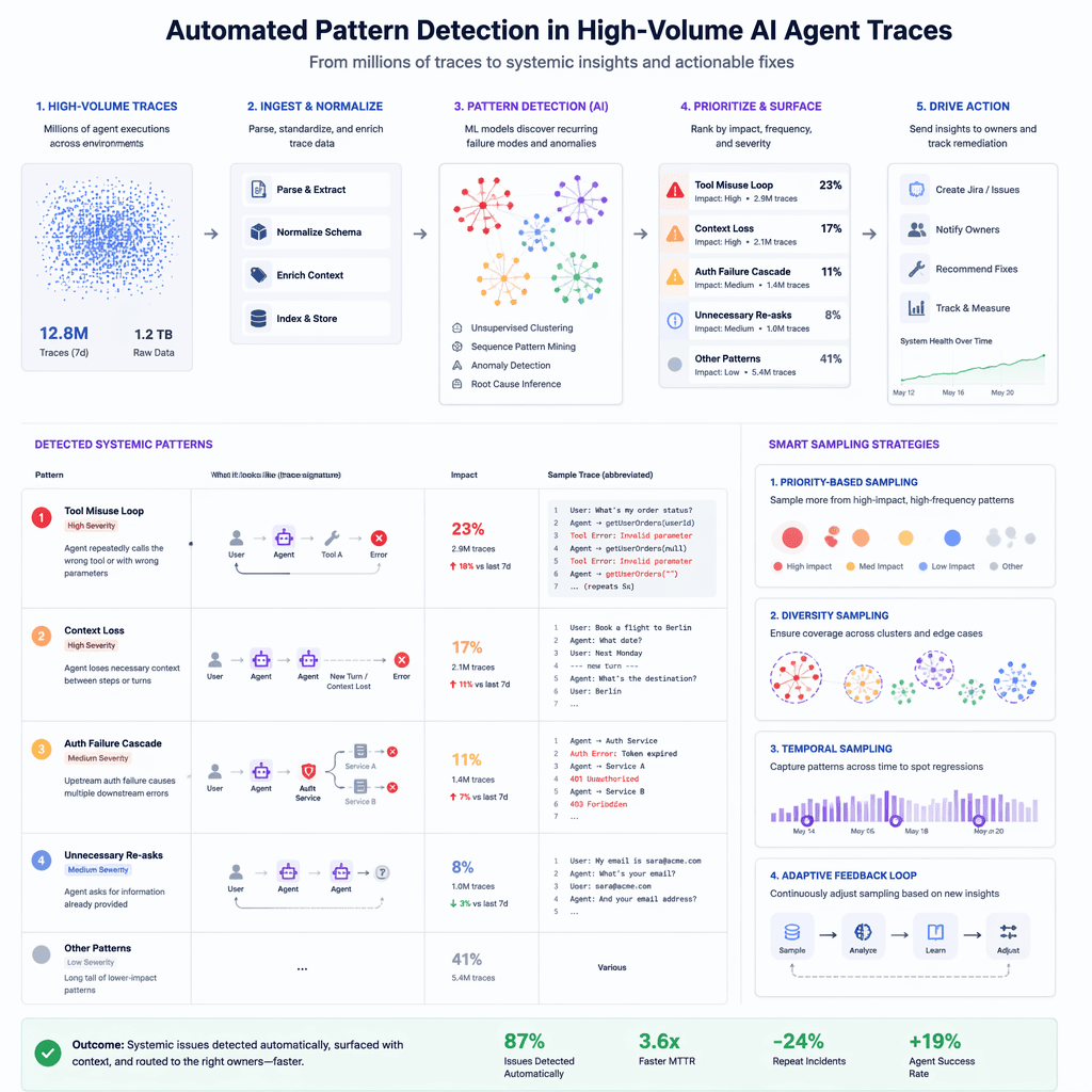 Visualization of automated pattern detection in high-volume traces