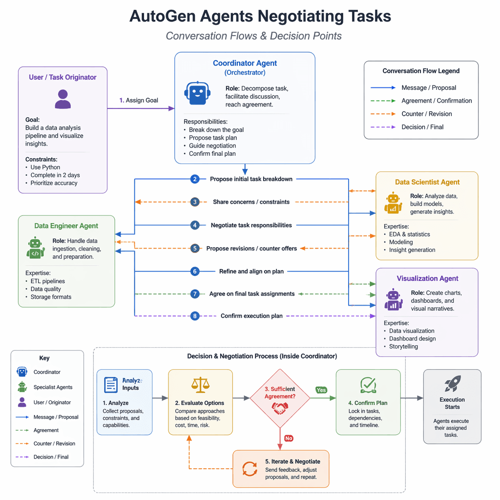 Multi-agent negotiation in AutoGen