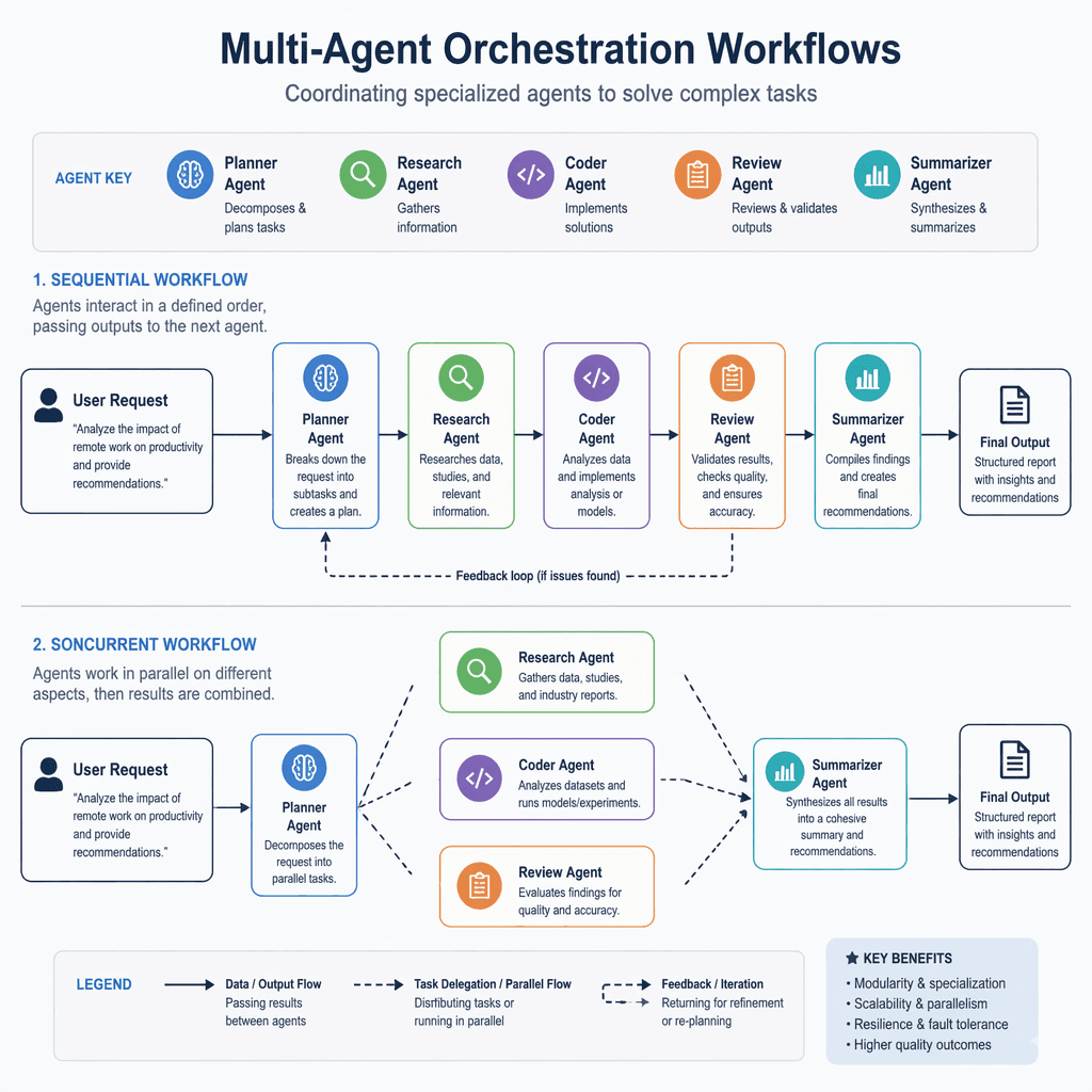 Multi-agent orchestration workflow diagram