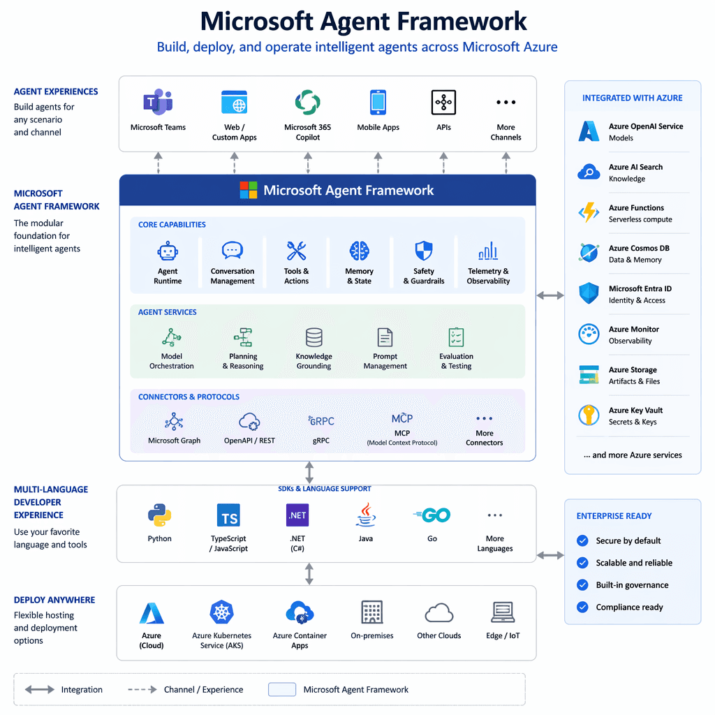 Diagram of Microsoft Agent Framework architecture